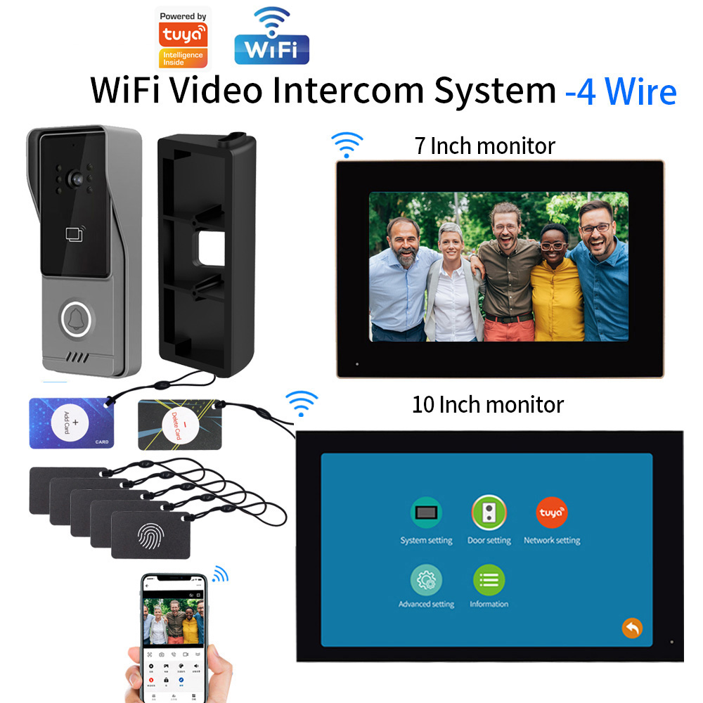 WiFi タッチ スクリーン インテリジェント ビデオ インターコム キット、アクセス制御機能付き、Tuya アプリをサポートするビデオ ドアベル