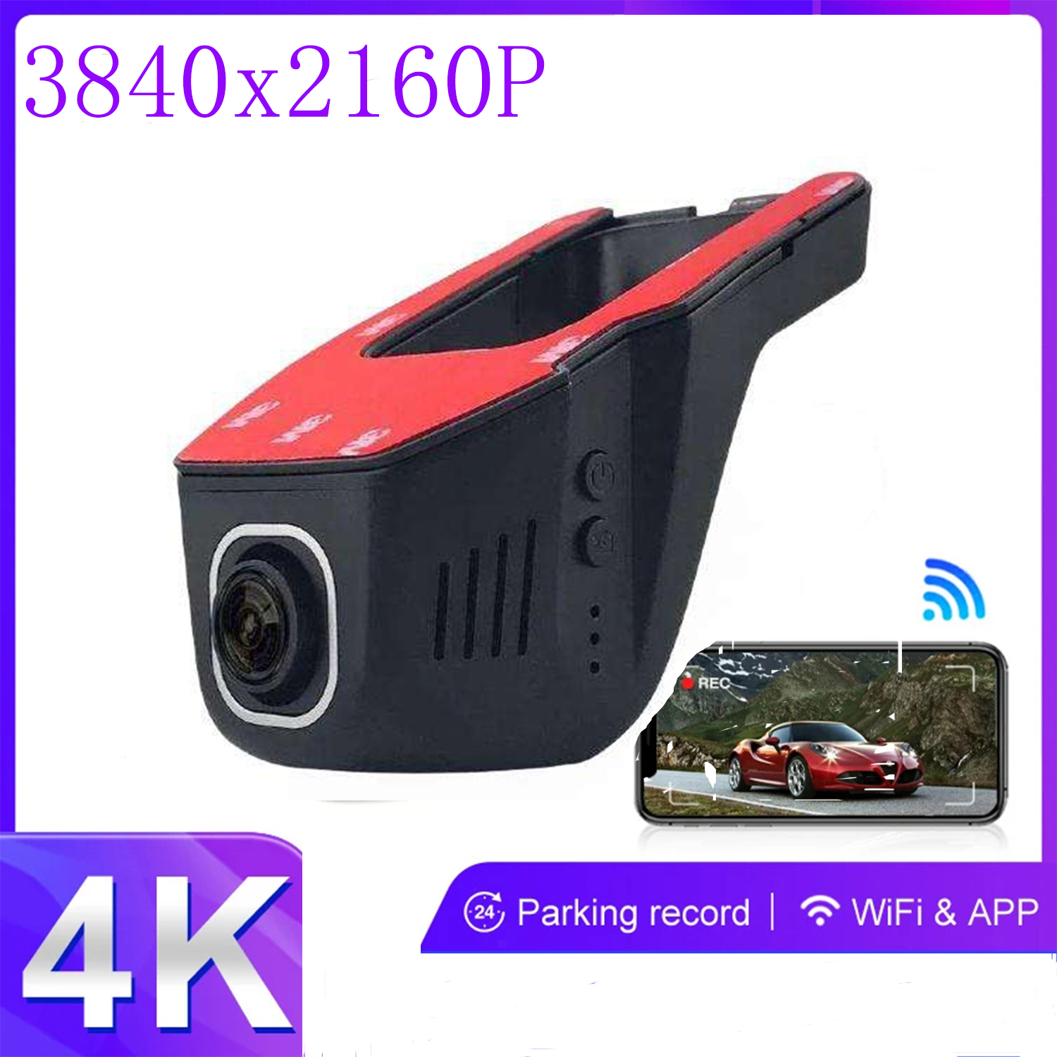 アップグレードされた 4K ダッシュカムオールインワンパッケージ、3840x2160 UHD 2K 1080P フル HD 車 DVR カメラダッシュカム Dvr WIFI 24H パーキングモニター