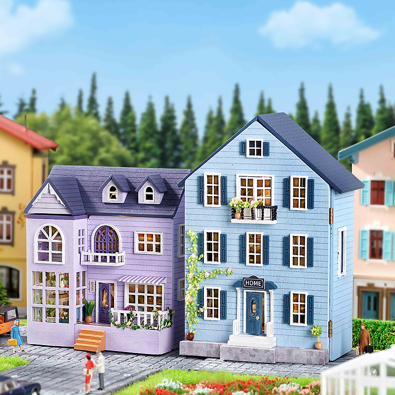 DIY ミニ木製ドールハウス組立建物モデルピンクプリンセスヴィラ建築キット 3D パズルドールハウス家具ギフト
