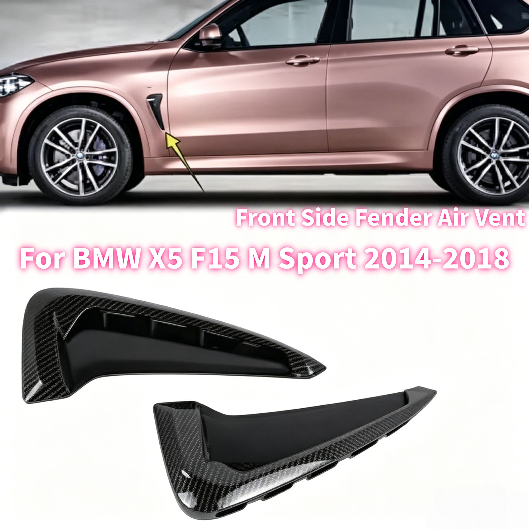 サイドフェンダーエアベントカバーマーカーデカールトリム BMW X5 F15 M スポーツ 2014-2018 自動車外装修理されたボディキット装飾部品