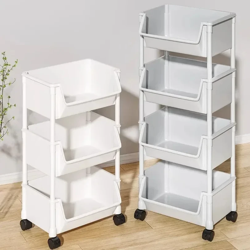 2-5PCS Mobile Storage Handcart Organizer Home Snack Rac Bedroom Multi-layer Storage Rack Kitchen with Wheel Cart Living Room