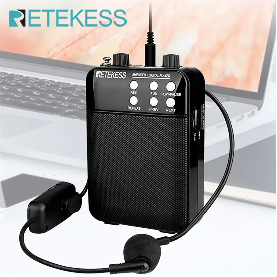Retekess TR619 メガホン ポータブル 3 ワット FM 録音音声アンプ教師マイク スピーカー Mp3 プレーヤー FM ラジオ ツアーガイド用