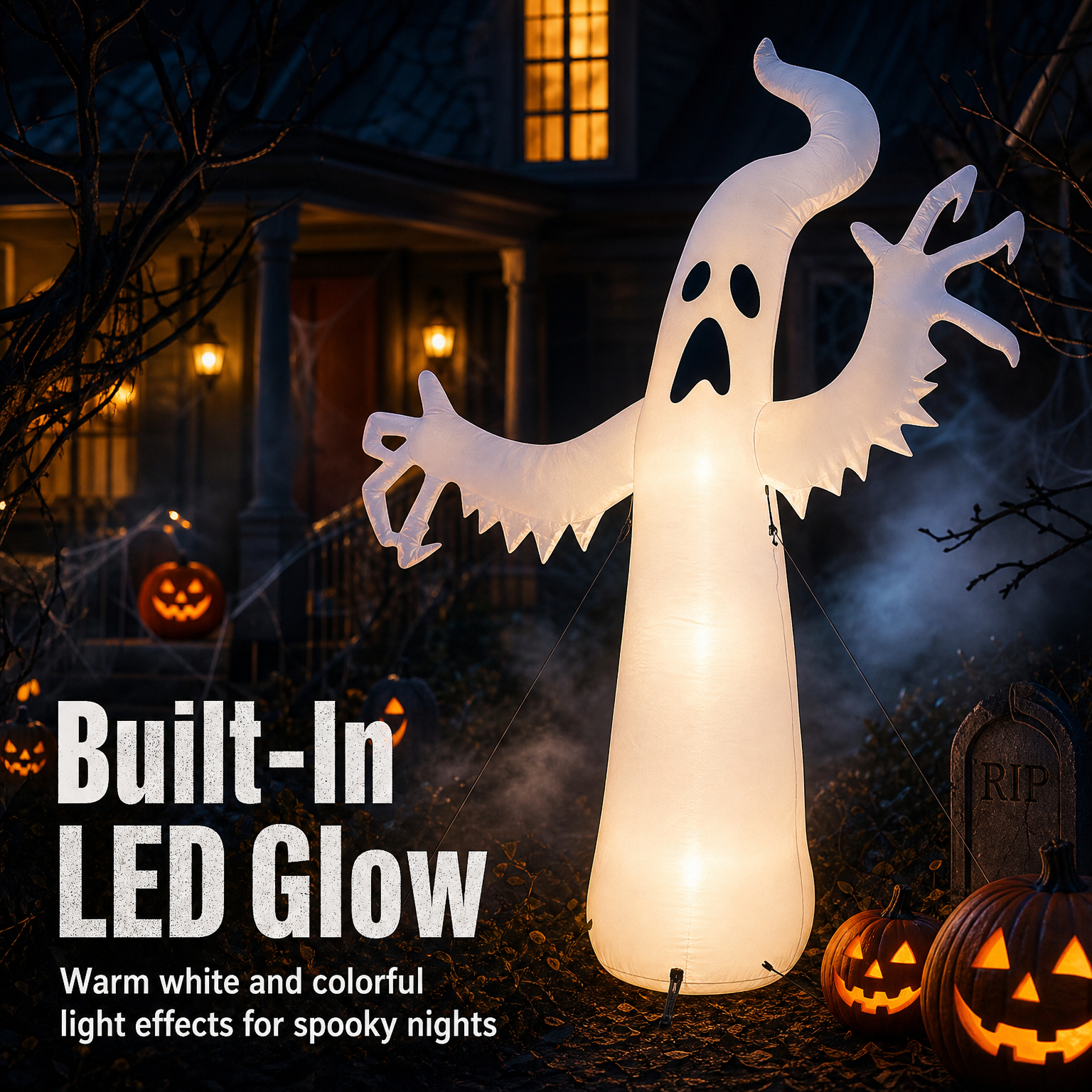 ハロウィン 180 センチメートルインフレータブルホラーホワイトゴースト内蔵 LED ライト防水防風インフレータブル飾り芝生屋内屋外