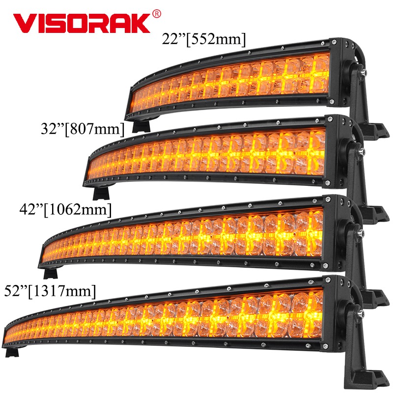 22 32 42 52 "湾曲 7D アンバー DRL LED ワークライトバーオフロード SUV 4x4 4wd ルーフフォグランプ車のトラック UTV トラック運転スポットライト
