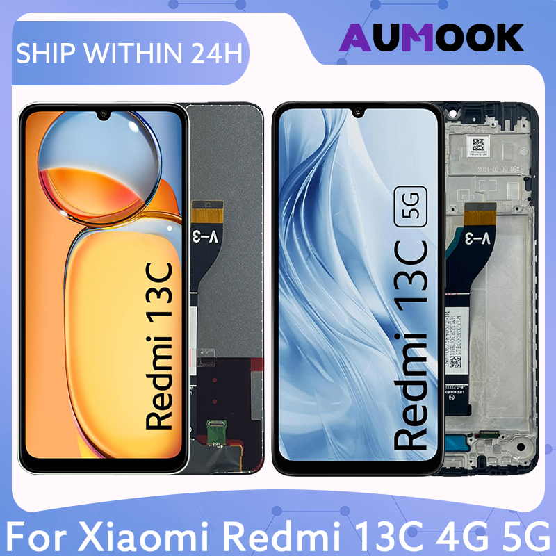 6.74 "Lcd スクリーン Xiaomi Redmi 13C 4 グラム 5 グラム Lcd ディスプレイタッチスクリーン Digiziter アセンブリとフレーム 23100RN82L 23124RN87G 部品