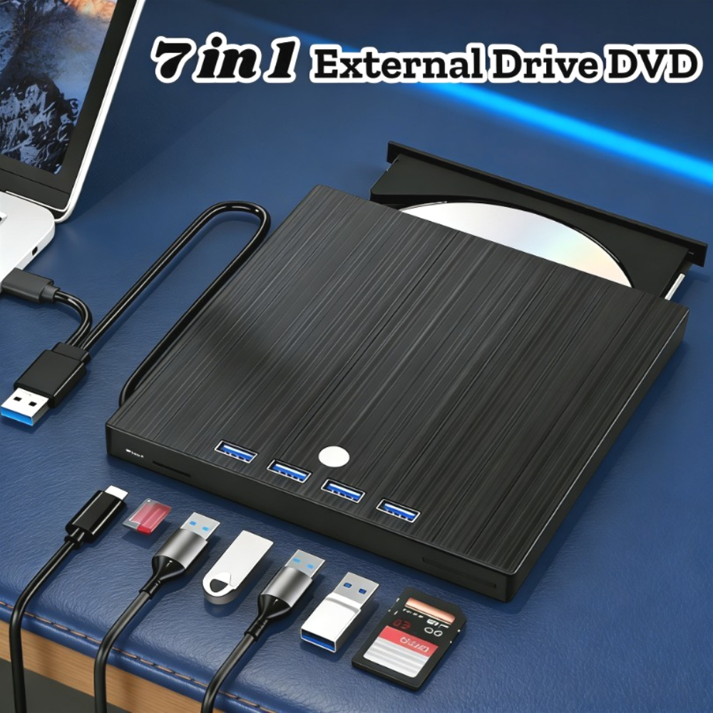 ポータブル 7 in 1 タイプ C USB3.0 CD DVD RW 超薄型光学ドライブバーナーリーダープレーヤーラップトップ PC デスクトップ Mac 用
