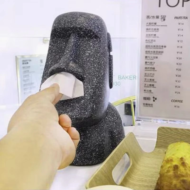 ポートレートペーパータオルボックス復活島石像ティッシュケース樹脂オフィスデスクトップナプキンディスペンサーハロウィン装飾