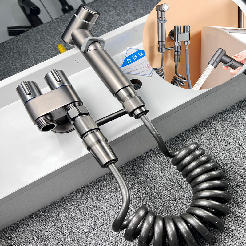 ハンドヘルドトイレスプレービデ蛇口シャワーヘッド衛生シャワートイレ蛇口ダブルアウトレットビデトイレアクセサリー