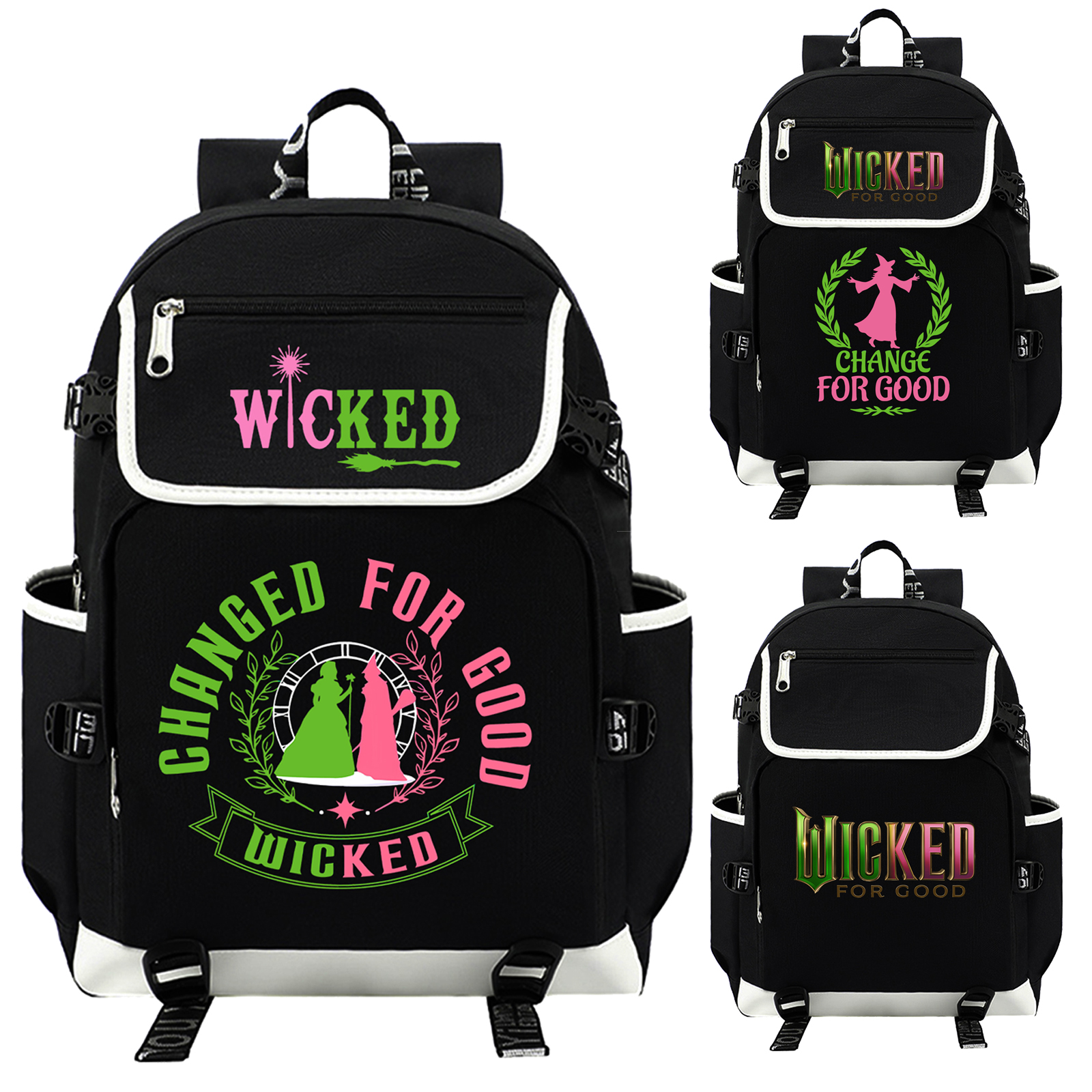 Wicked For Good バックパック ラップトップ バックパック ボーイズ ガールズ 学生 ブックバッグ Wicked Mochila