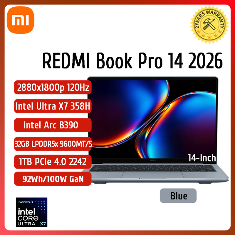 Xiaomi REDMI Book Pro 14 ラップトップ 2026 Ultra5-338H/Ultra7-358H 32GB 1TB 14 インチ画面ブルーノートブック Xiaomi