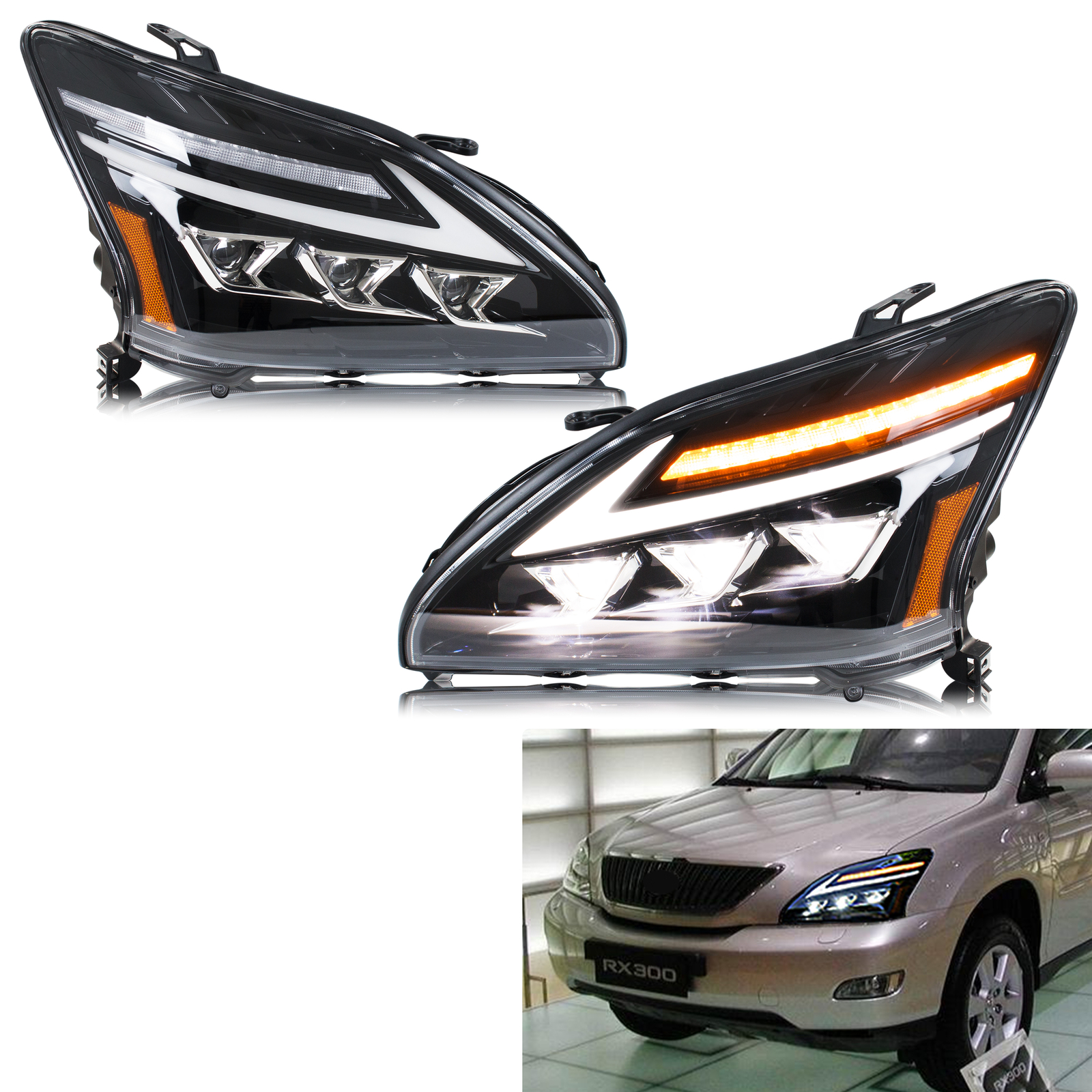 LED ヘッドライトレクサス RX330 RX350 RX400h 2004-2009 プロジェクター DRL シーケンシャルターンシグナルフロントランプアセンブリ