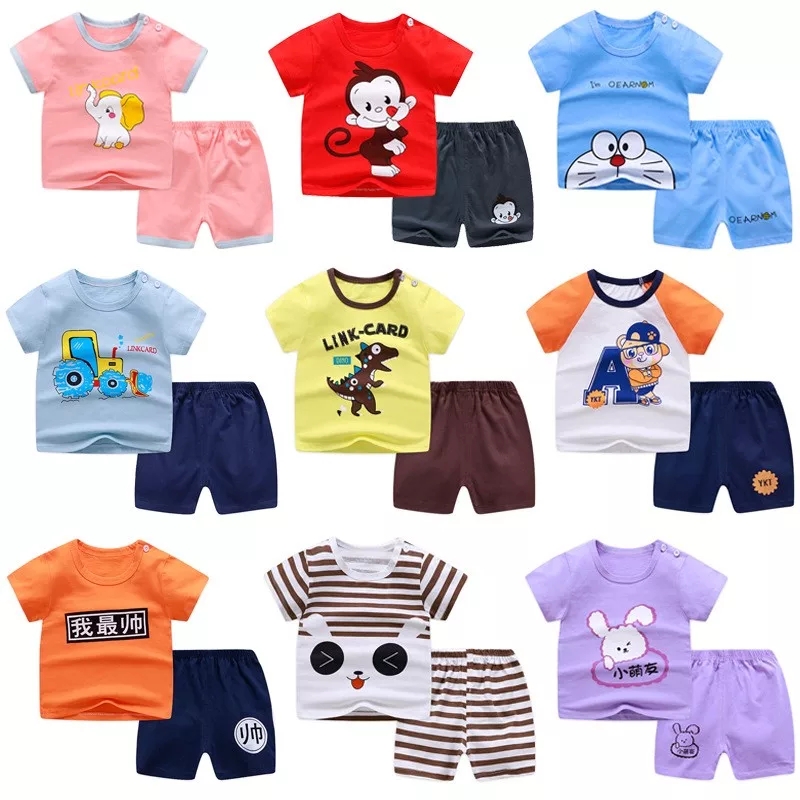 子供服ベビー服子供 Tシャツショートパンツ 2 個服セットファッション子供シンプルな女の子男の子夏の摩耗