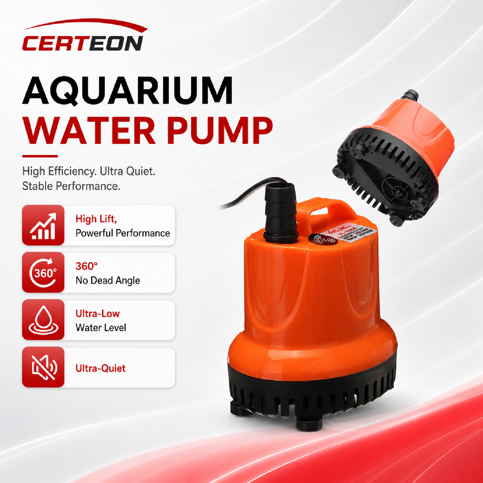 水族館ウォーターポンプ水槽噴水池水耕底吸引超静音低水位 220V ABS