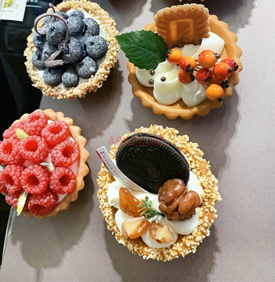 1 個人工フルーツタルトデザートウェディングパーティーの装飾ケーキ装飾写真プロの食品シミュレーションケーキモデル