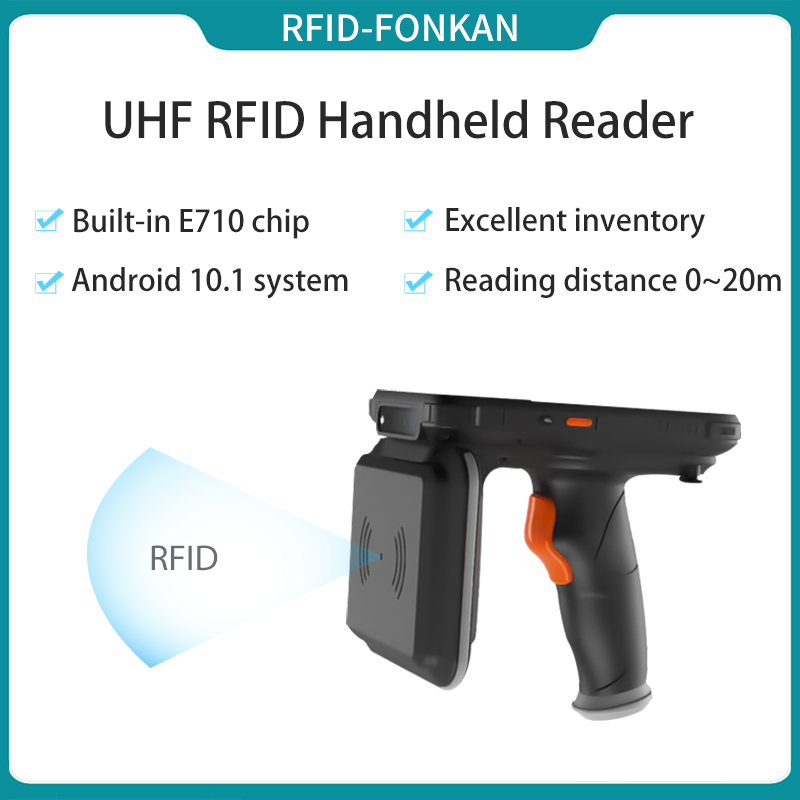 ポータブルワイヤレス Android UHF RFID リーダーハンドヘルドバーコード UHF RFID スキャナ、在庫用ディスプレイ付き