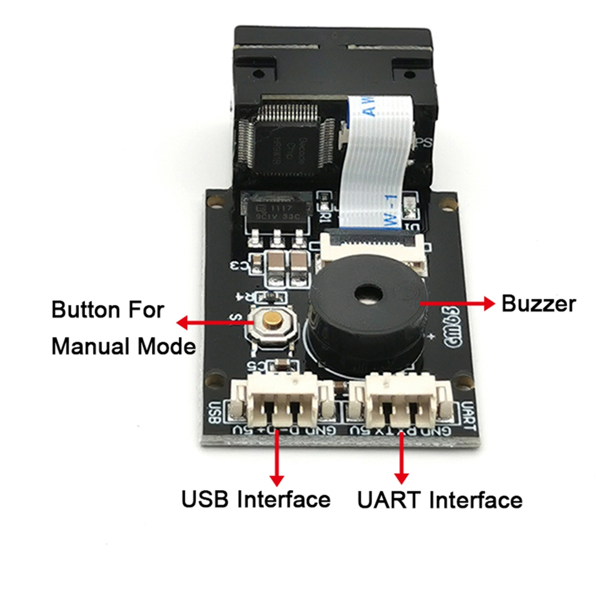 AU40_GM65 USB 有線バーコード スキャナ 1D 2D バーコード リーダー QR コード リーダー モジュール ケーブル UART でリマインドするための CMOS ブザー