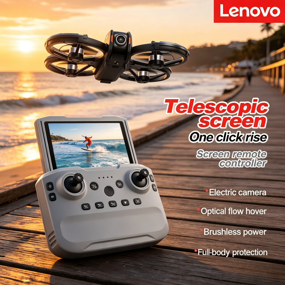 Lenovo M5 Foldable Drone  4K 8K 4.3" Screen Controller Long Endurance Brushless Motor, Optical Flow ESC  Aerial Photography