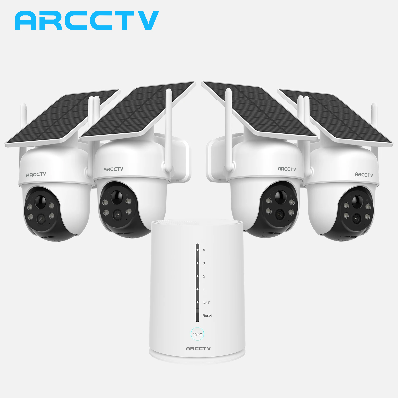 ARCCTV 4MP Wifi ソーラーカメラキット屋外ワイヤレスセキュリティ監視カメラセットサイレン警報ヒューマノイド検出双方向オーディオ