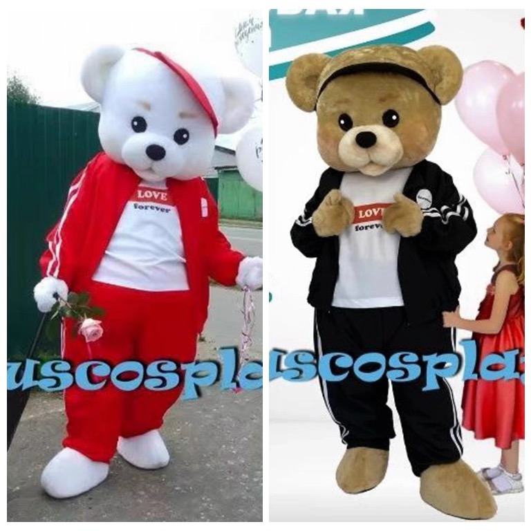 新成人ホット販売泡クリスマス 1pc 素敵なクマの人形ファンシー漫画マスコット衣装ぬいぐるみファンシードレスハロウィンマスコット衣装