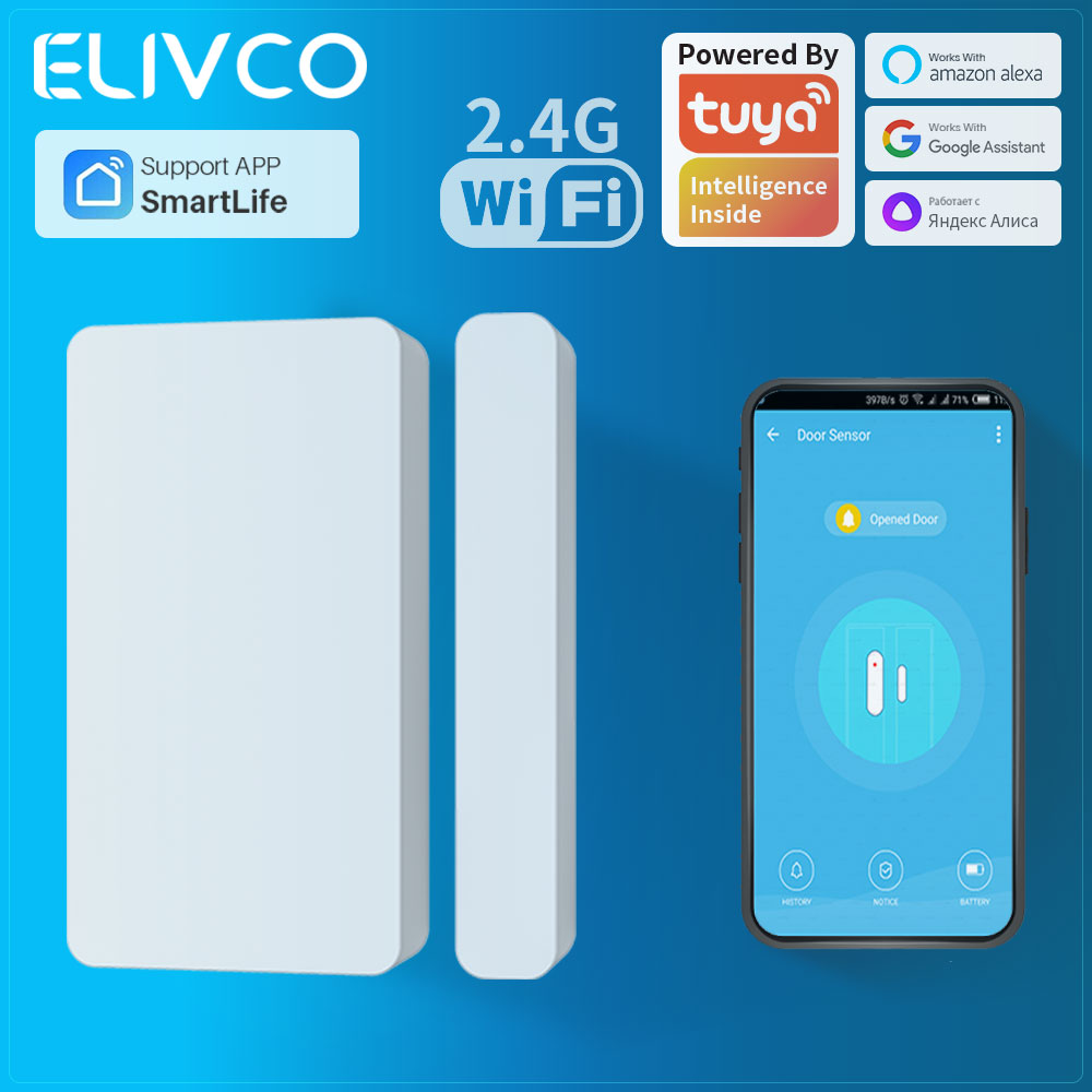 Tuya スマート WiFi ドアセンサー検出器ドア窓開閉検出器アプリ通知アラームサポート Alexa Google ホーム