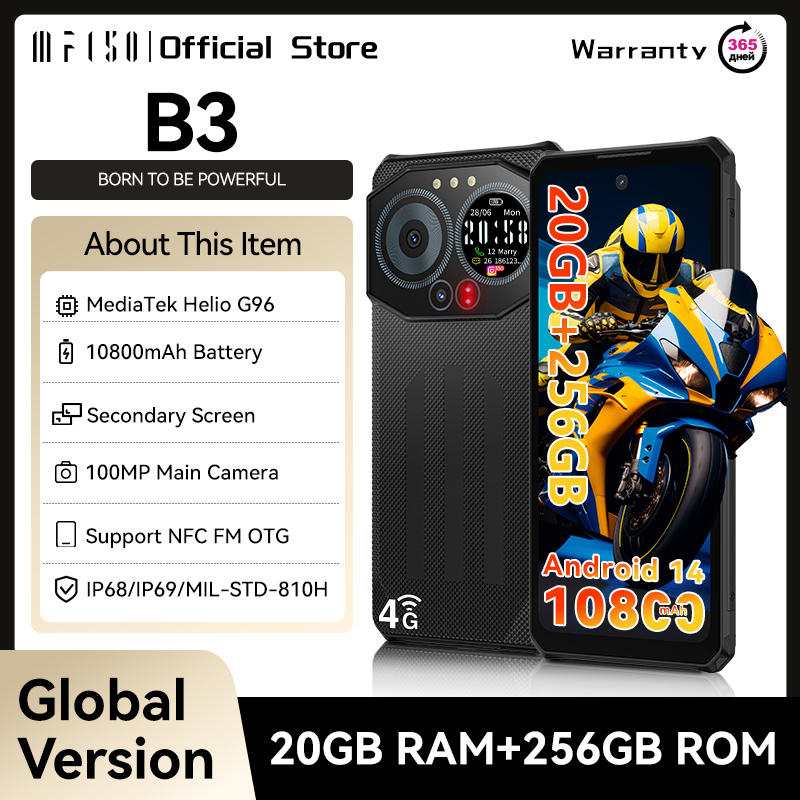 IIIF150 B3 頑丈な電話デュアルディスプレイ 20GB RAM 256GB ROM 100MP カメラ超薄型頑丈なスマートフォン 10800mAh G96 Android 14