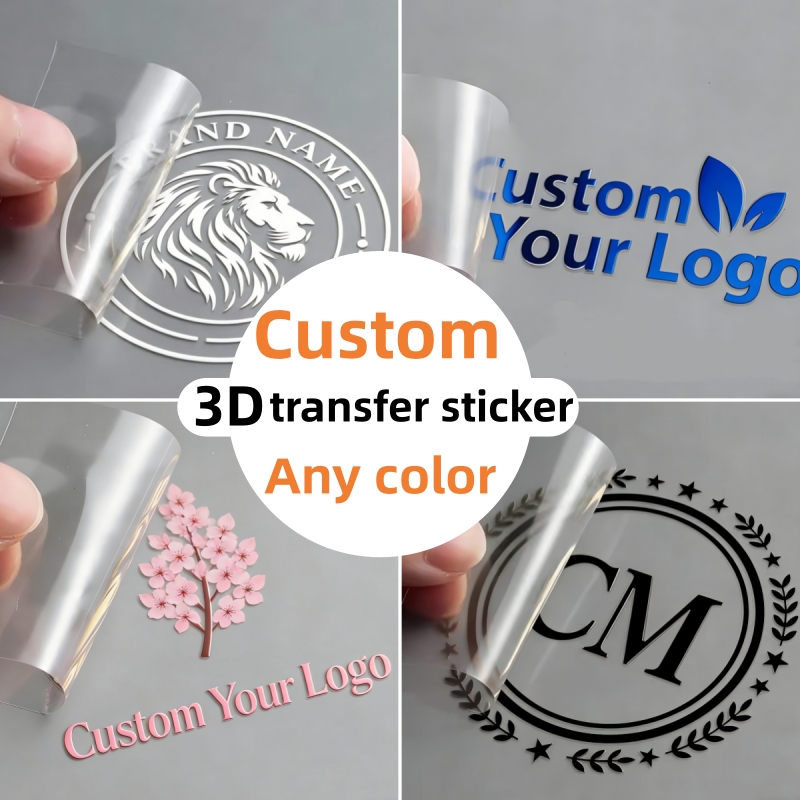 50 個カスタム DTF 転送ステッカー 3D UV プリントパーソナライズ DIY 会社ロゴクリスタル自己粘着ラベルボトル梱包箱