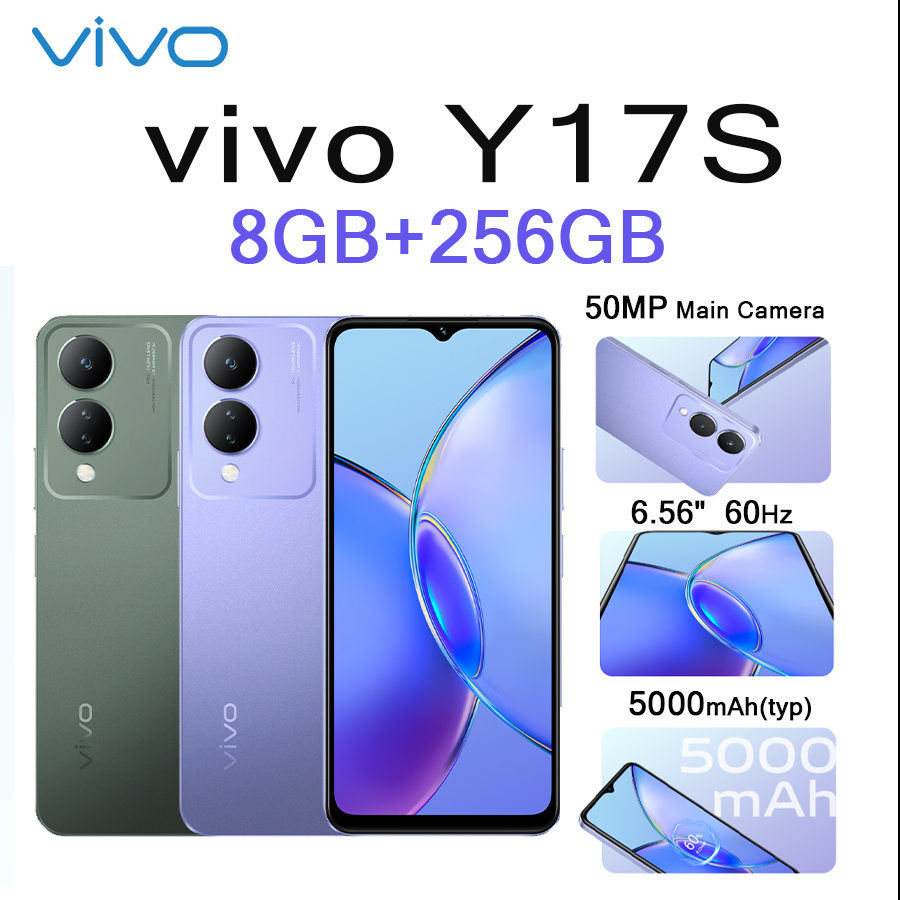 VIVO Y17s 6.56インチ HD ディスプレイ 50MP デュアルカム 5000mAh 長持ちバッテリー 15W 高速充電 4G LTE デュアル SIM ロック解除スマートフォン