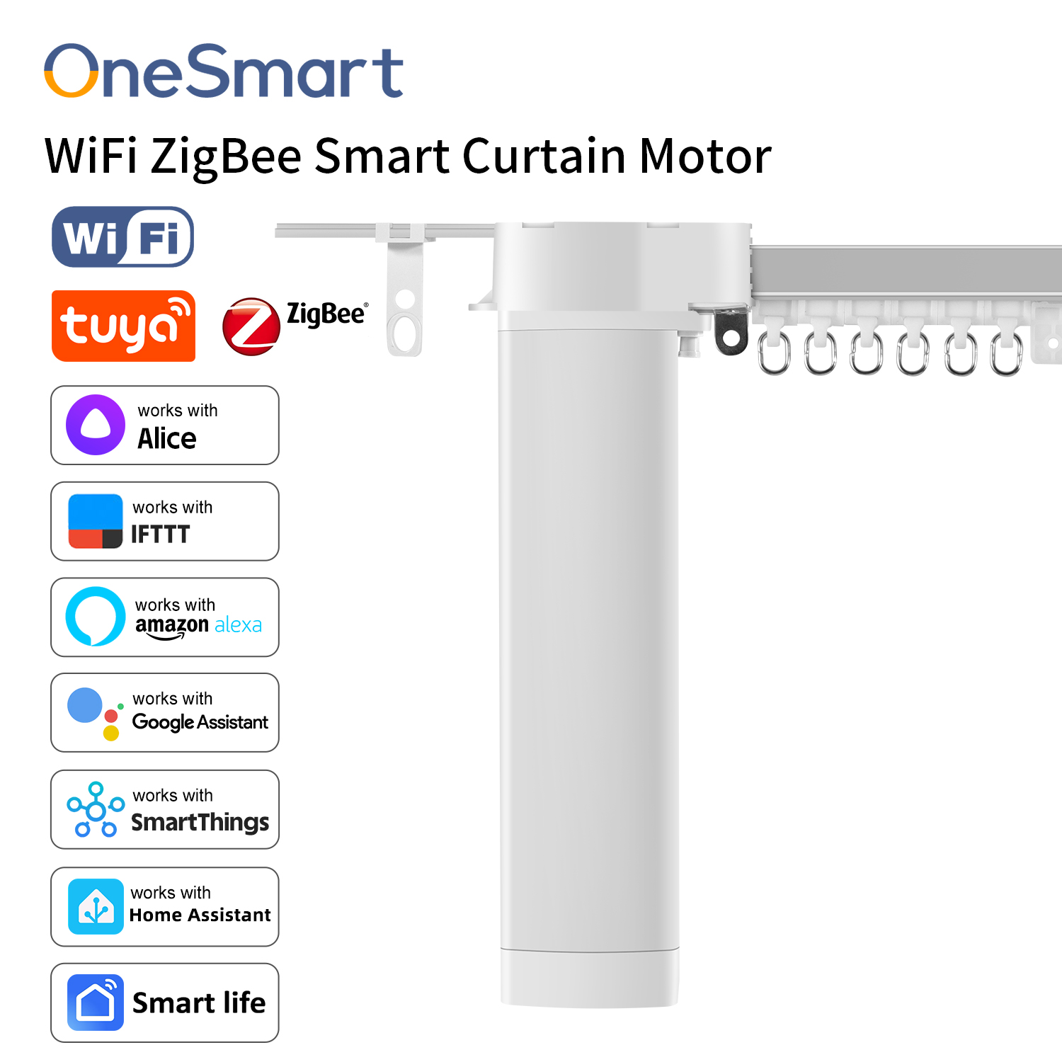OneSmart Tuya スマート ライフ Wifi Zigbee 電動スマート カーテン ドライブ モーター レール ロッド トラック システム サポート Google アシスタント Alexa