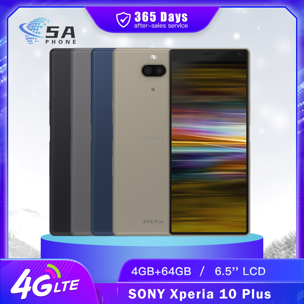 オリジナル Sony Xperia 10 Plus I3213 I4293 4G LTE 携帯電話 4 ギガバイト 64 ギガバイト 4 ギガバイト RAM アンドロイド 6.5 "オクタコア Snapdragon Xperia 10 プラス