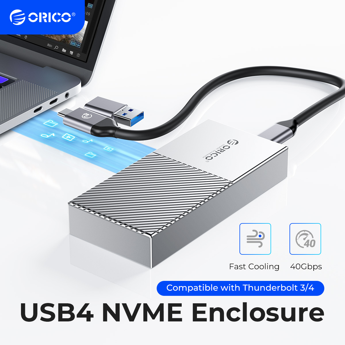 ORICO USB4 NVMe SSD エンクロージャ 40Gbps PCIe3.0x4 アルミニウム M.2 SSD ケース Thunderbolt 3 4 USB3.2 USB 3.1 3.0 Type-C と互換性あり