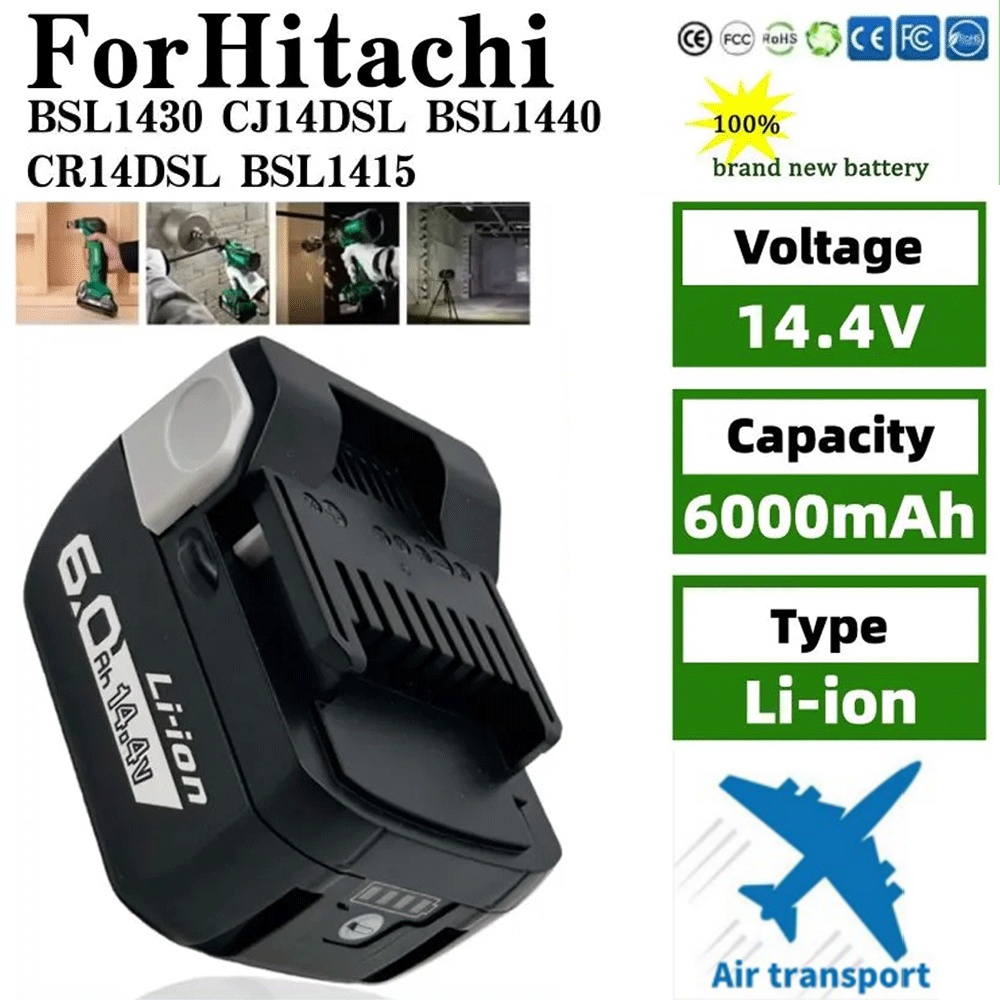 14.4V 6.0Ah 日立/HiKOKI リチウムイオン充電式バッテリー BSL1430 BSL1440 BSL1450 BSL1460 電動工具バッテリー