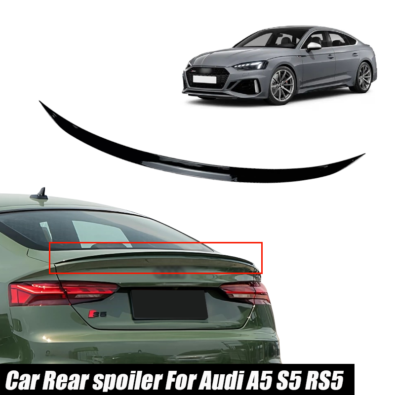 アウディアクセサリー A5 S5 RS5 A3 A4 A6 セダン S ライン車のリアウイングトランクテールスポイラーリップゴム黒軟質プラスチックグロスブラック