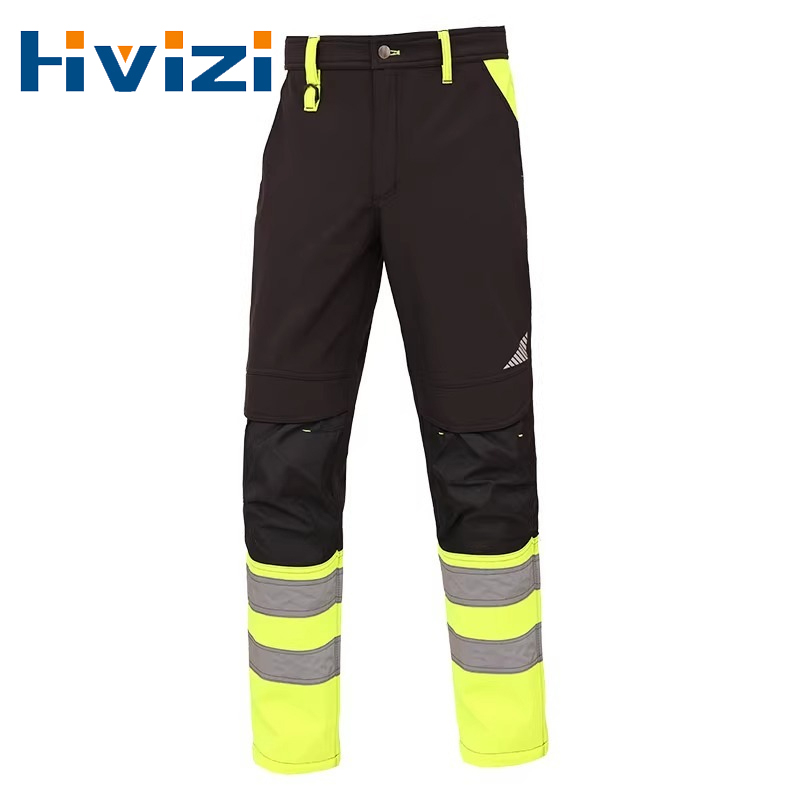 冬の反射パンツ男性作業マルチポケット Hi Vis パンツ高視認性作業服パンツ道路建設安全ズボン