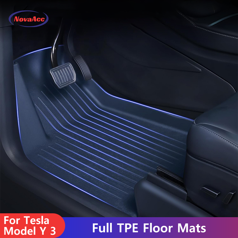 NovaAcc 全 TPE フロアマット テスラモデル Y 3 2021 から 2024 左舵全天候フットパッド自動車インテリアカーアクセサリー