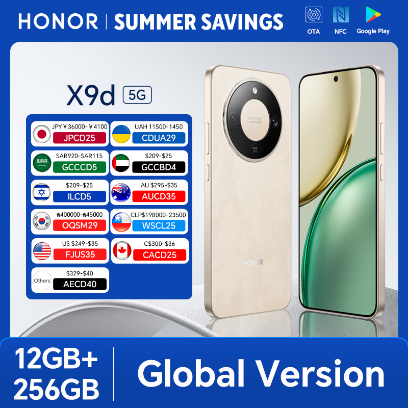 グローバルバージョン HONOR X9d 5G スマートフォン 12 ギガバイト 256/512 ギガバイト 6.79 ''120Hz AMOLED スクリーン 108MP AI メインカメラ 8300 mAh 66 ワット過充電