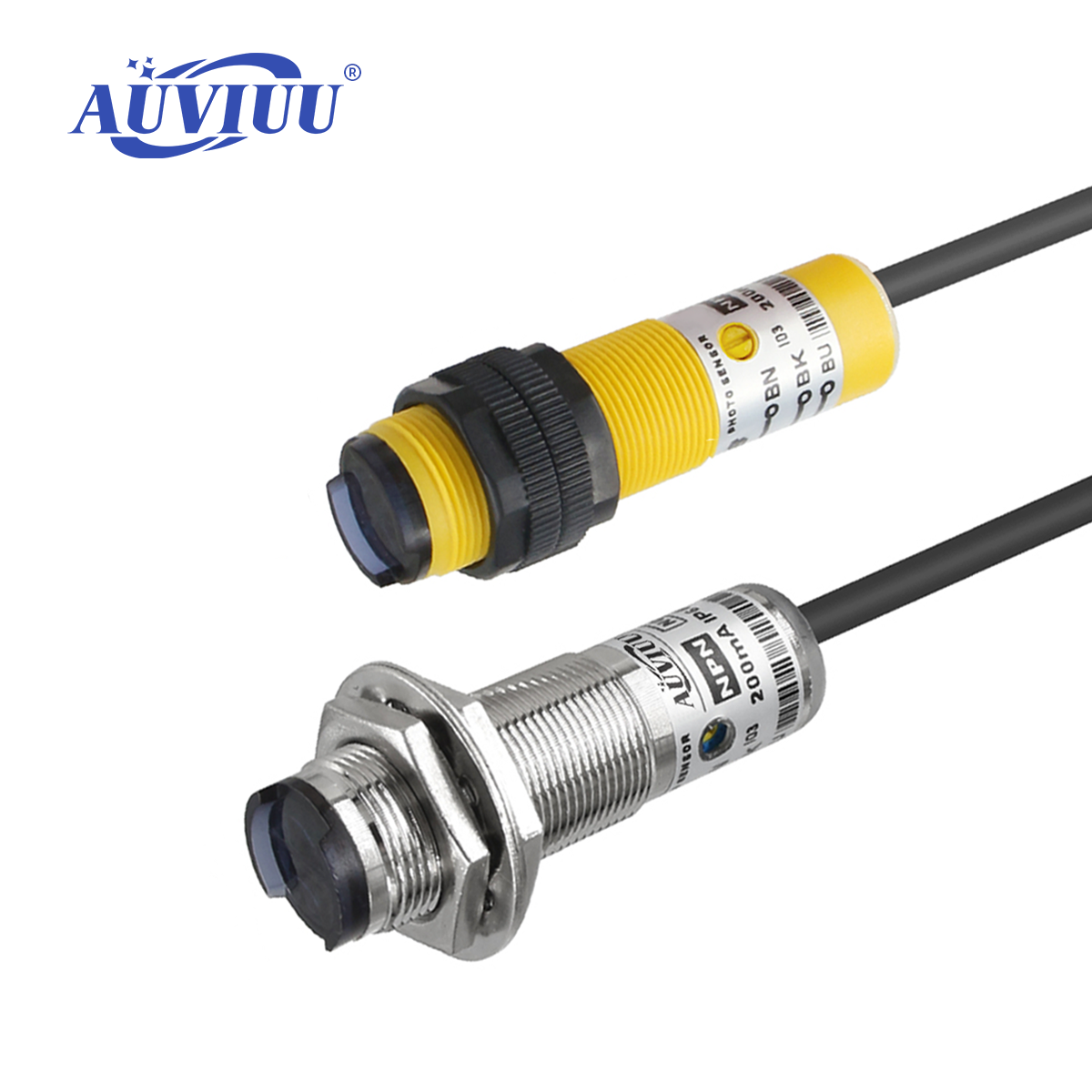 CSP M18 赤外線光電センサー 100/400/500/800mm 1M 20M NPN PNP 拡散反射透過ビーム 10-30VDC