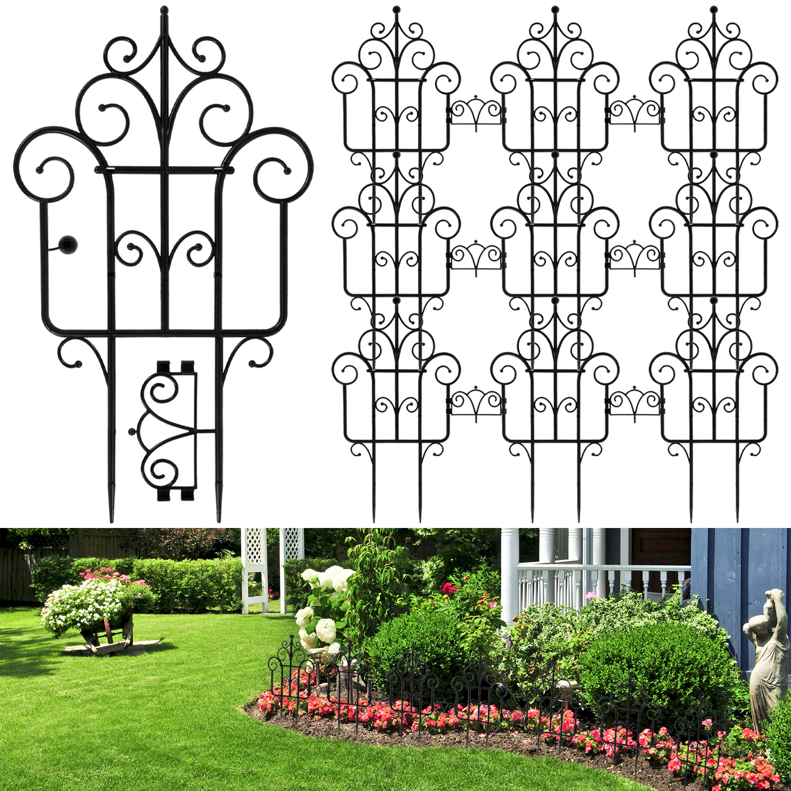 10Pcs Decorative Garden Fence Plastic Folding Lawn Border Outdoor Animal Barrier Fence Landscape Fencing Multifunctional Supplie