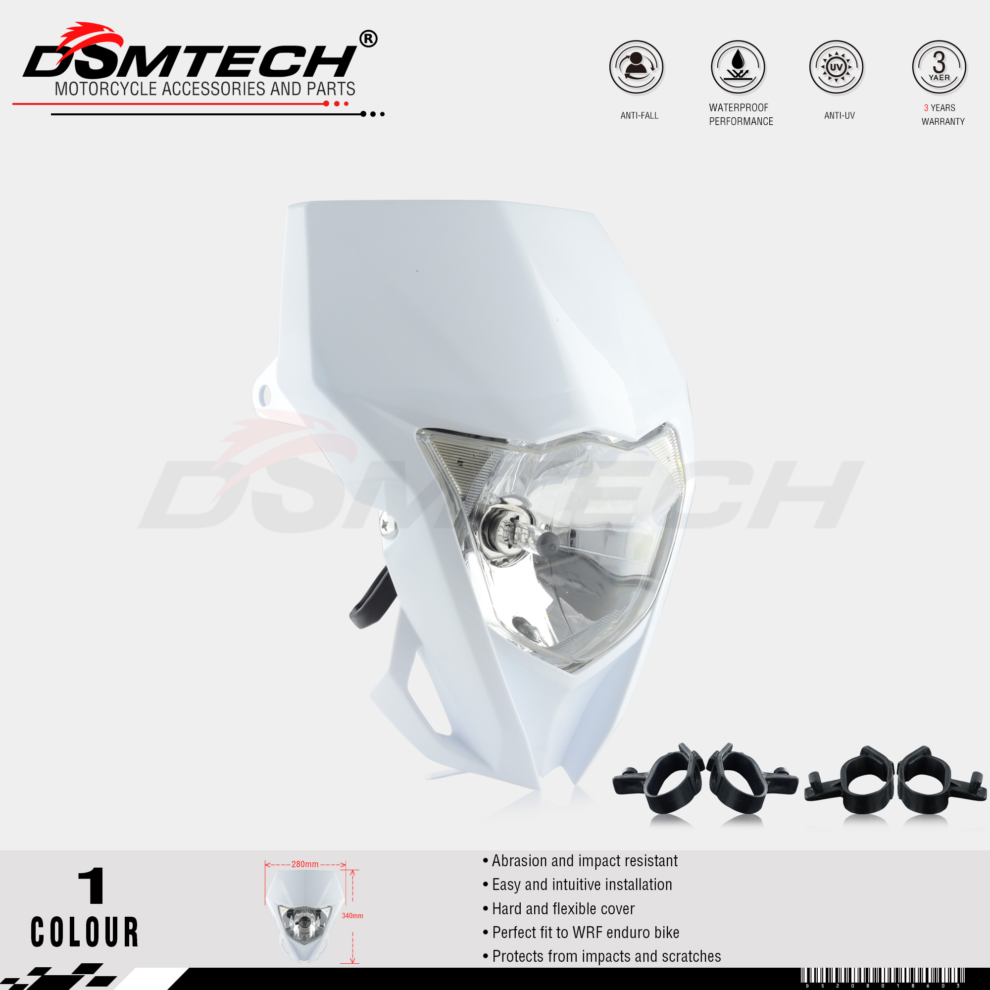 DSMTECH オートバイヘッドライトヘッドランプ WRF 2015-2016 WR250F 2012-2016 WR450F MX エンデューロダートバイクユニバーサルフィット