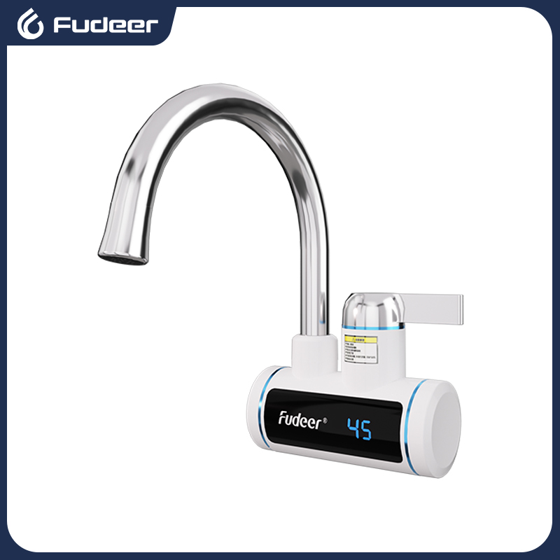 Fudeer 電気温水器 220V キッチンの蛇口タンクレス瞬間加熱水道タップ流れる加熱ミキサーデジタルディスプレイ