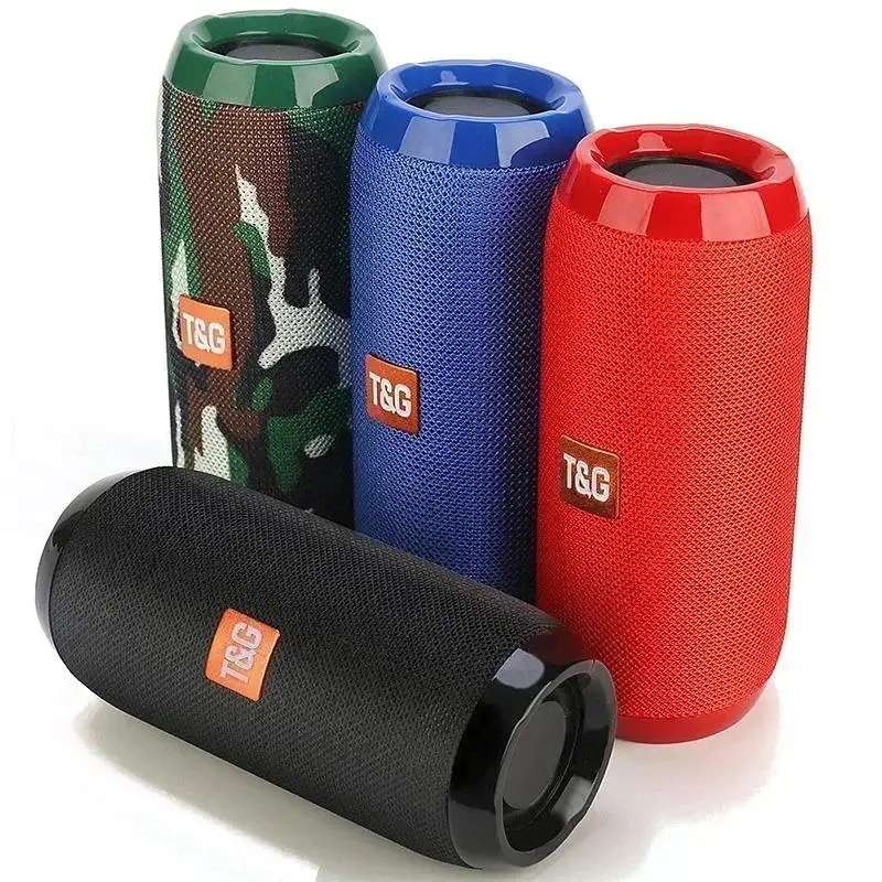 ポータブル Bluetooth スピーカー、ワイヤレス TWS ペアリング IPX5 防水 1200mAh バッテリー屋外用ステレオ低音付き TF FM ラジオ