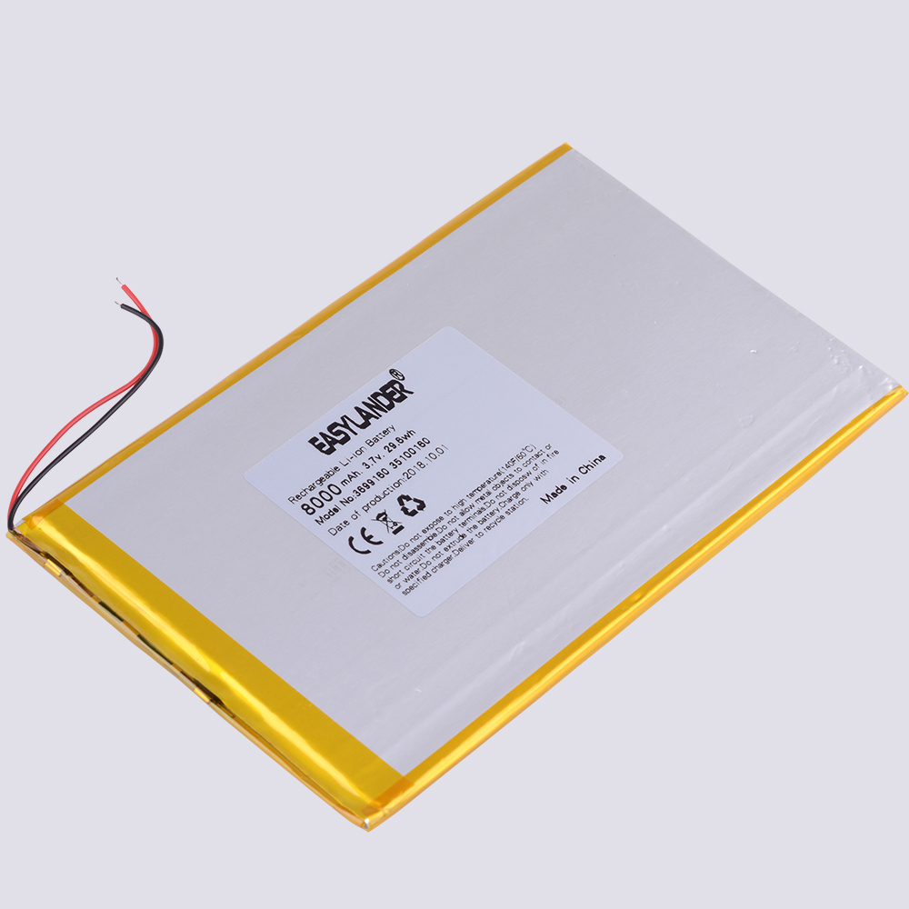 3.7V 8000mAh 33100160 3599160 タブレットPC用ユニバーサル充電式リチウムイオンポリマー電池