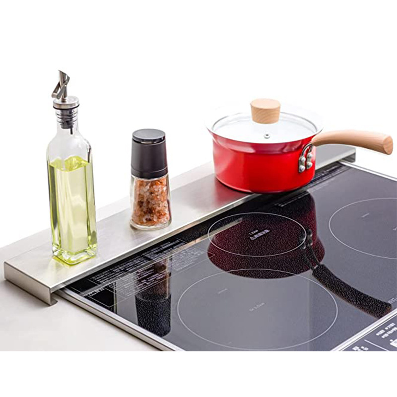 Stainless Steel Stove Splash Guard Spice Rack Multifunctional Exhaust Vent Cover Shelf Gas Induction Cooktop Organizer