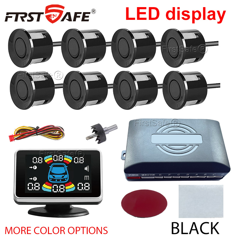 22 ミリメートル逆転レーダー LED パーキングセンサーキット 6/8 プローブ多言語警報インジケータ 12 色ユニバーサル自動車安全 Accessorie