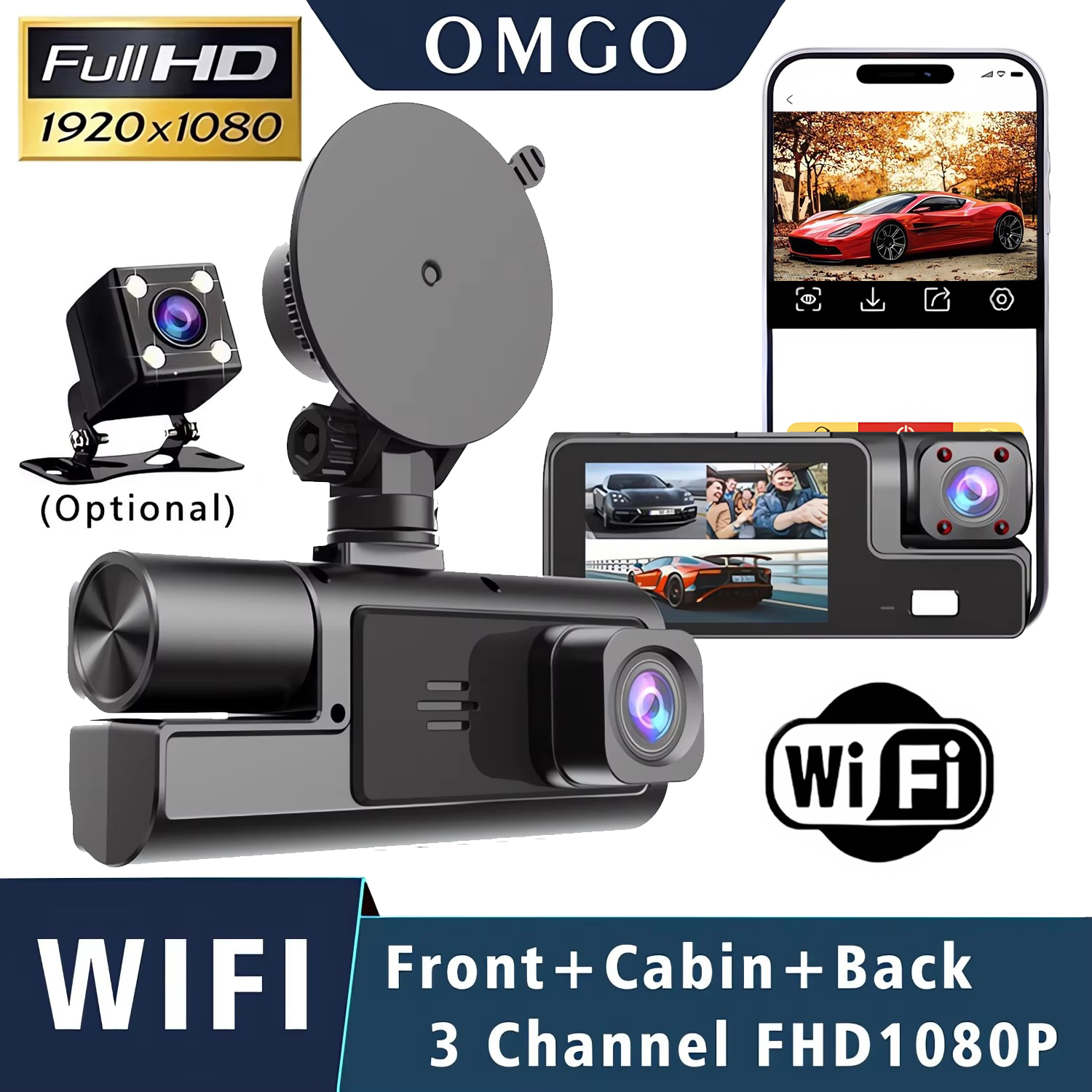 WIFI 3 カメラ車 DVR ミニ 1080P 車内ダッシュカム 3 チャンネル DVR レコーダービデオレジストレーターミニダッシュカムカムコード