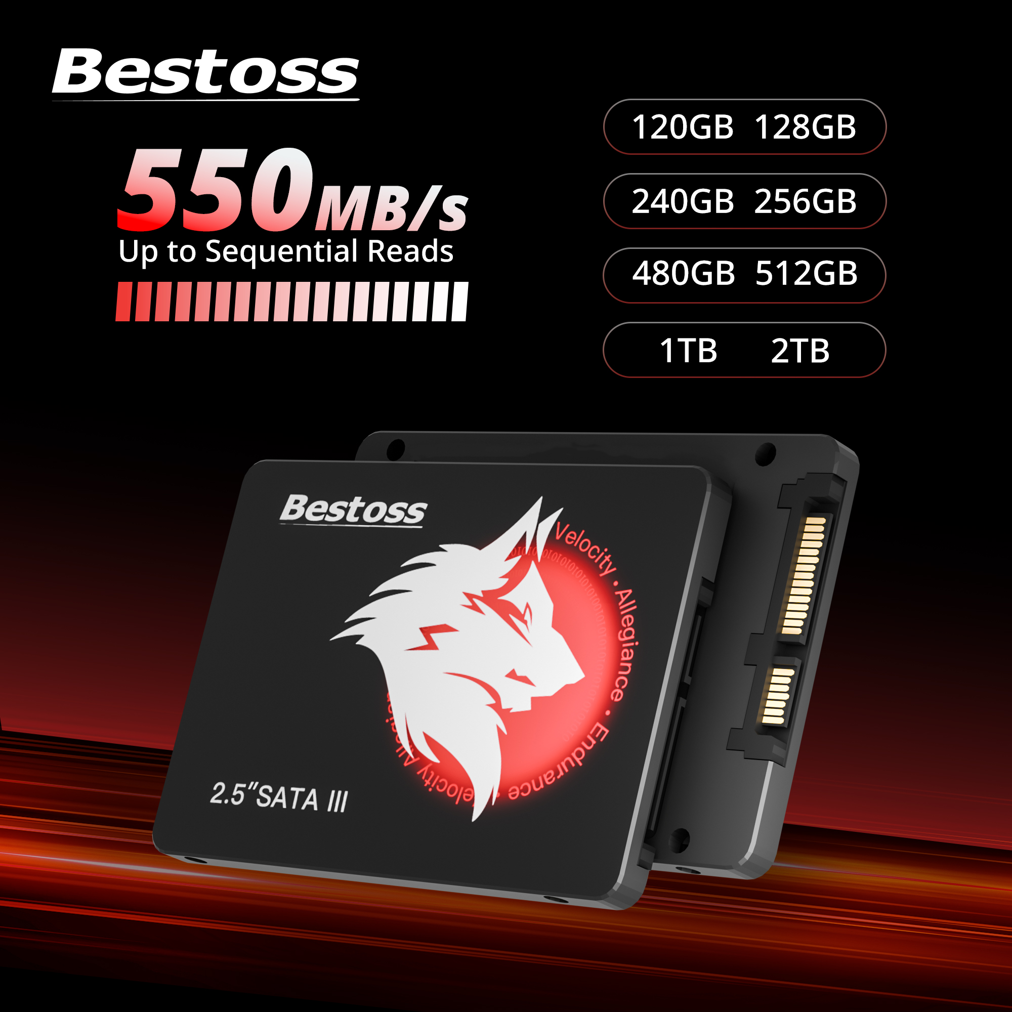 Bestoss 2.5 インチ Sata 3.0 ソリッド ステート ドライブ 120GB 128GB 240GB 256GB 480GB 512GB 1TB 2TB SSD デスクトップまたはラップトップ用