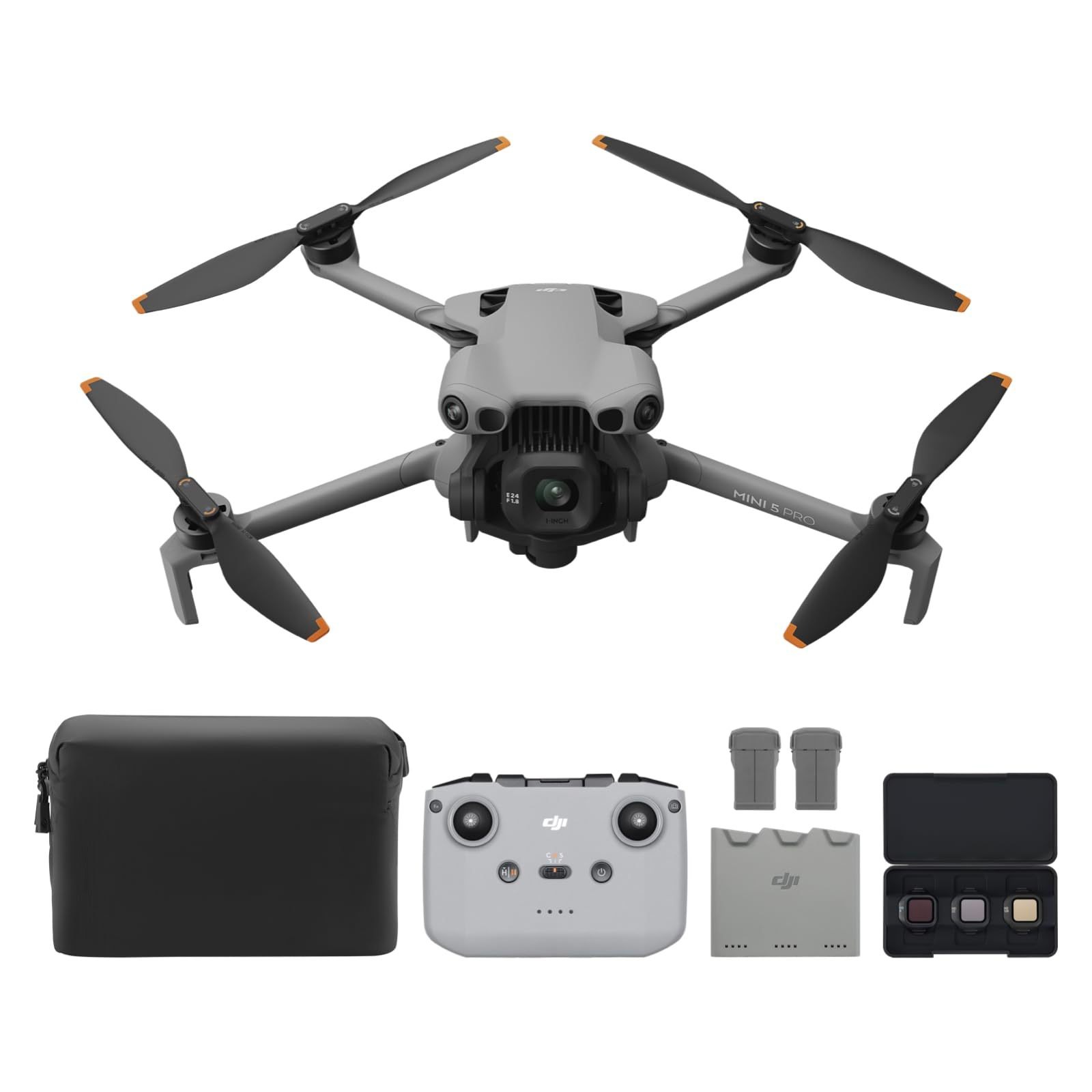 DJI Mini 5 Pro Fly More コンボ DJI RC-N3、カメラ付きドローン、1 インチ CMOS、全方向障害物検知機能付き初心者向け 4K ドローン、ActiveTrack 360°、225° ジンバル回転、バッテリー 3 本