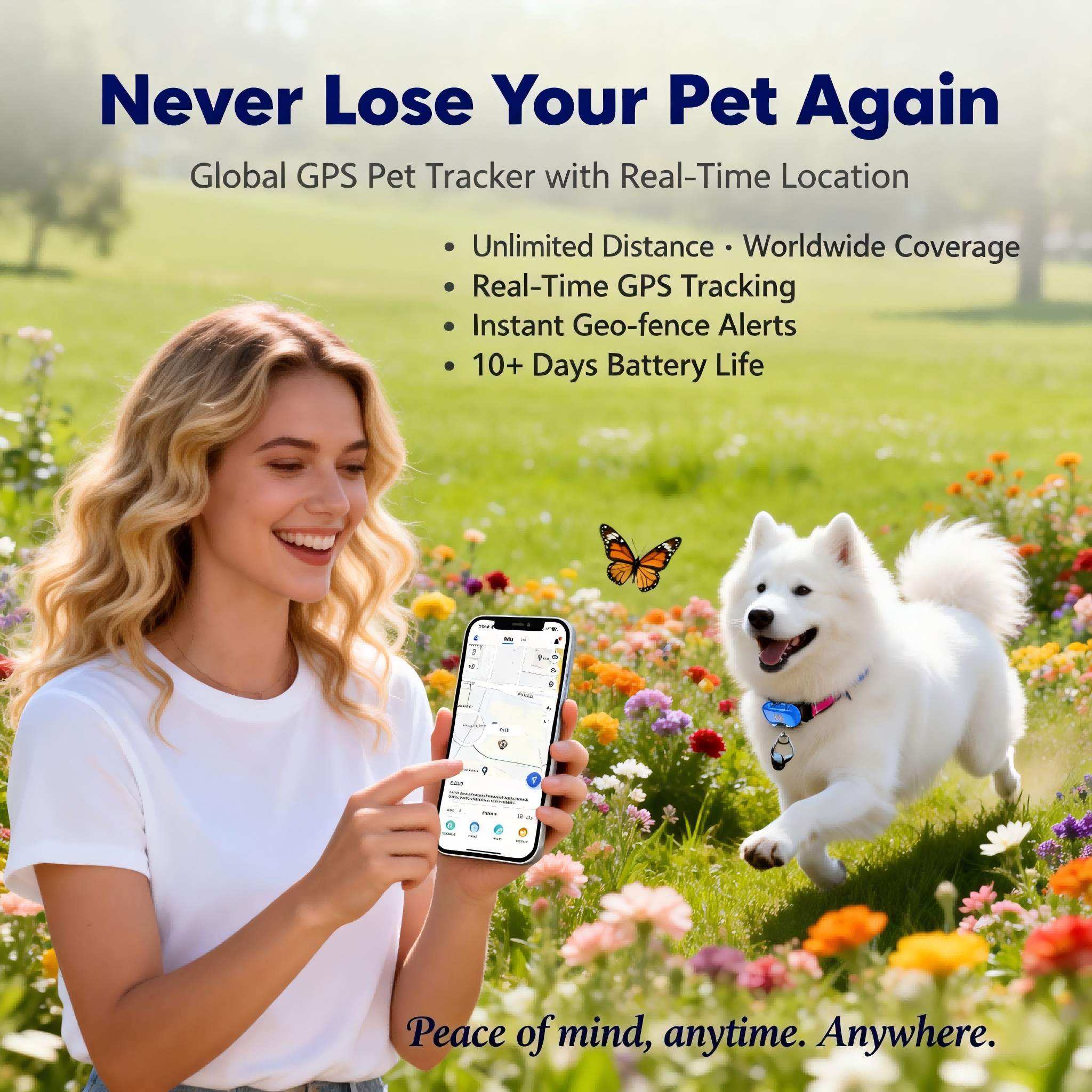 GPS ペットトラッカー 犬猫用 リアルタイム追跡 無制限距離 QRコード 紛失防止ロケーター SIMサブスクリプションが必要
