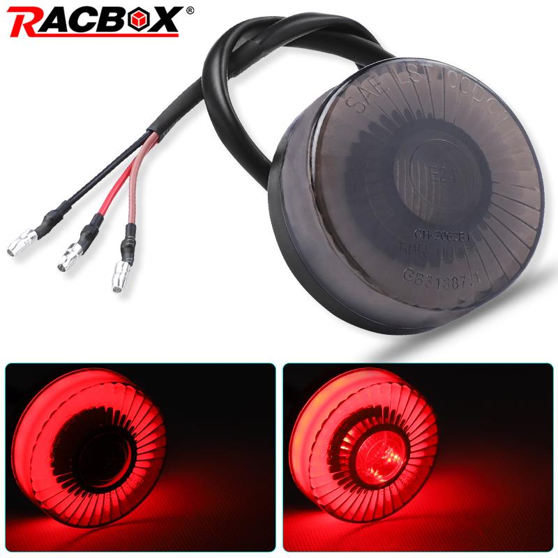 オートバイラウンド LED テールライトリアストップランプ高低赤色光カフェレーサーチョッパーボバー ATV UTV ブレーキランプ 12V 3 ワイヤースモーキー