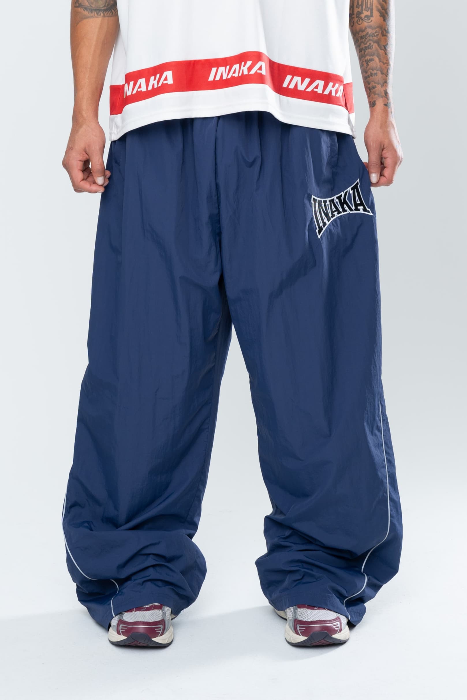 夏田舎パワー新しい男性と女性の POWERSHOT BAGGY ランニング特大ルーズカジュアルストリート Y2K カジュアルブルースポーツウェアパンツ