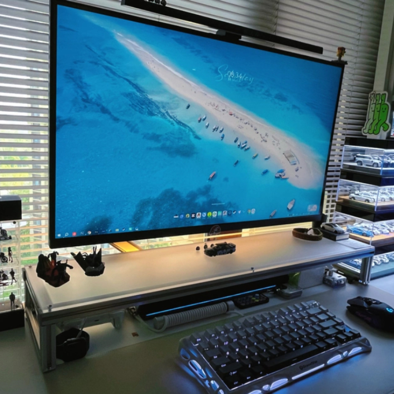 オフィスモニターライザースタンドアルミアクリルパネルモニターオーガナイザーブラケットデスクトップコンピュータ収納ホルダーモニターベース